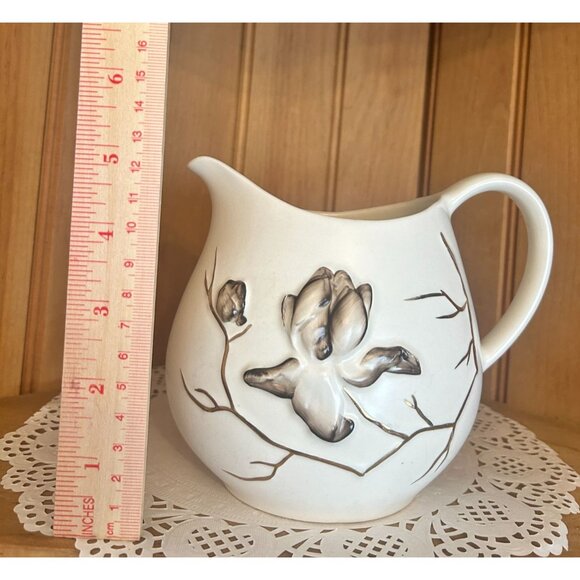 Vintage Carltonware Brown White Magnolia Blossom Creamer Pitcher Small Jug - Picture 2 of 7